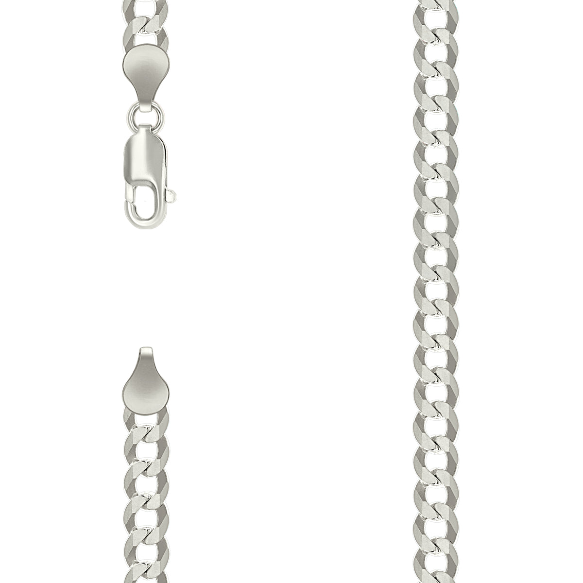 925 Silver Solid Super Flat Cuban Chain Silver 6mm-8