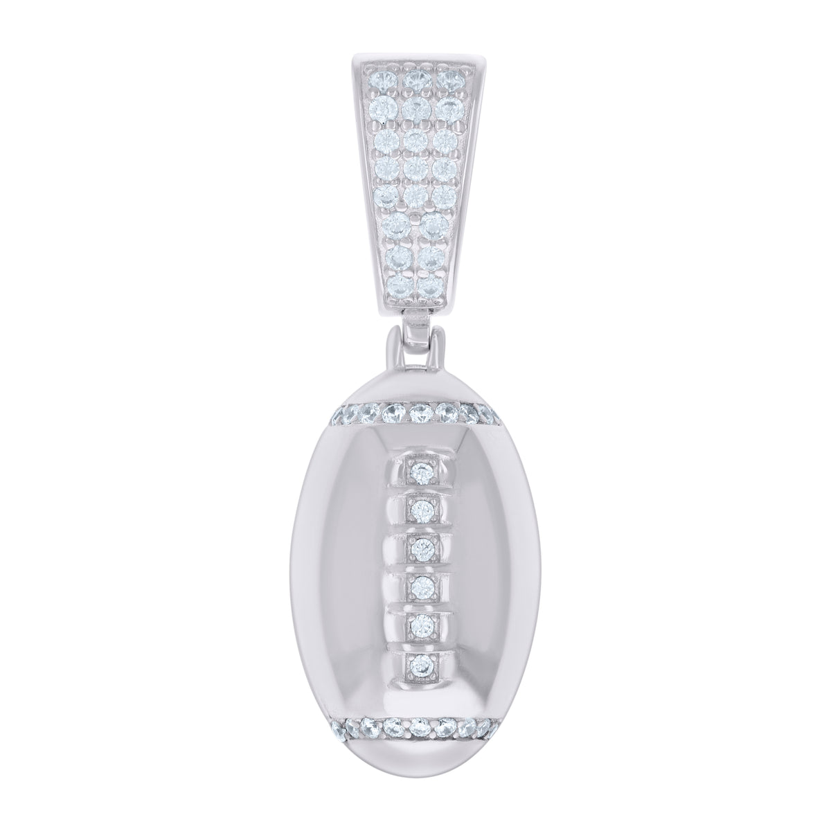 925 Sterling Silver Mens Cubic-Zirconia Football Sports Pendant