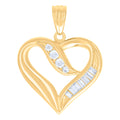 925 Sterling Silver Yellow-tone Womens Baguette Round Cubic-Zirconia Heart Pendant