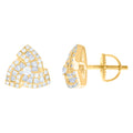 925 Sterling Silver Yellow-tone Womens Baguette Round Cubic-Zirconia Fashion Stud Earrings