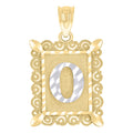 10K Two-Tone Gold Unisex Diamond-Cut Initial O Charm Pendant