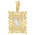10K Two-Tone Gold Unisex Diamond-Cut Initial U Charm Pendant