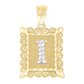 10K Two-Tone Gold Unisex Diamond-Cut Initial I Charm Pendant