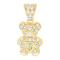 10K Yellow Gold Womens Yellow White Heart Round Cubic-Zirconia November Birthstone Teddy Bear Charm Pendant