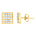 10K Yellow Gold Womens Cubic-Zirconia Square Stud Earrings