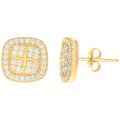 10K Yellow Gold Womens Cubic-Zirconia Square Fashion Stud Earrings