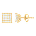 10K Yellow Gold Womens Cubic-Zirconia Square Fashion Stud Earrings