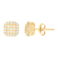 10K Yellow Gold Womens Cubic-Zirconia Square Stud Earrings
