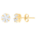 10K Yellow Gold Womens Cubic-Zirconia Flower Fashion Stud Earrings