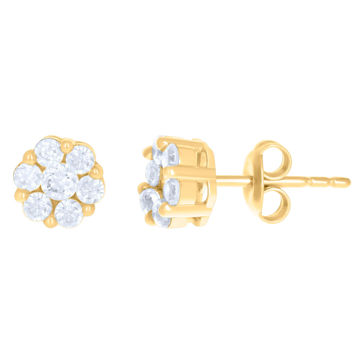 10K Yellow Gold Womens Cubic-Zirconia Flower Fashion Stud Earrings
