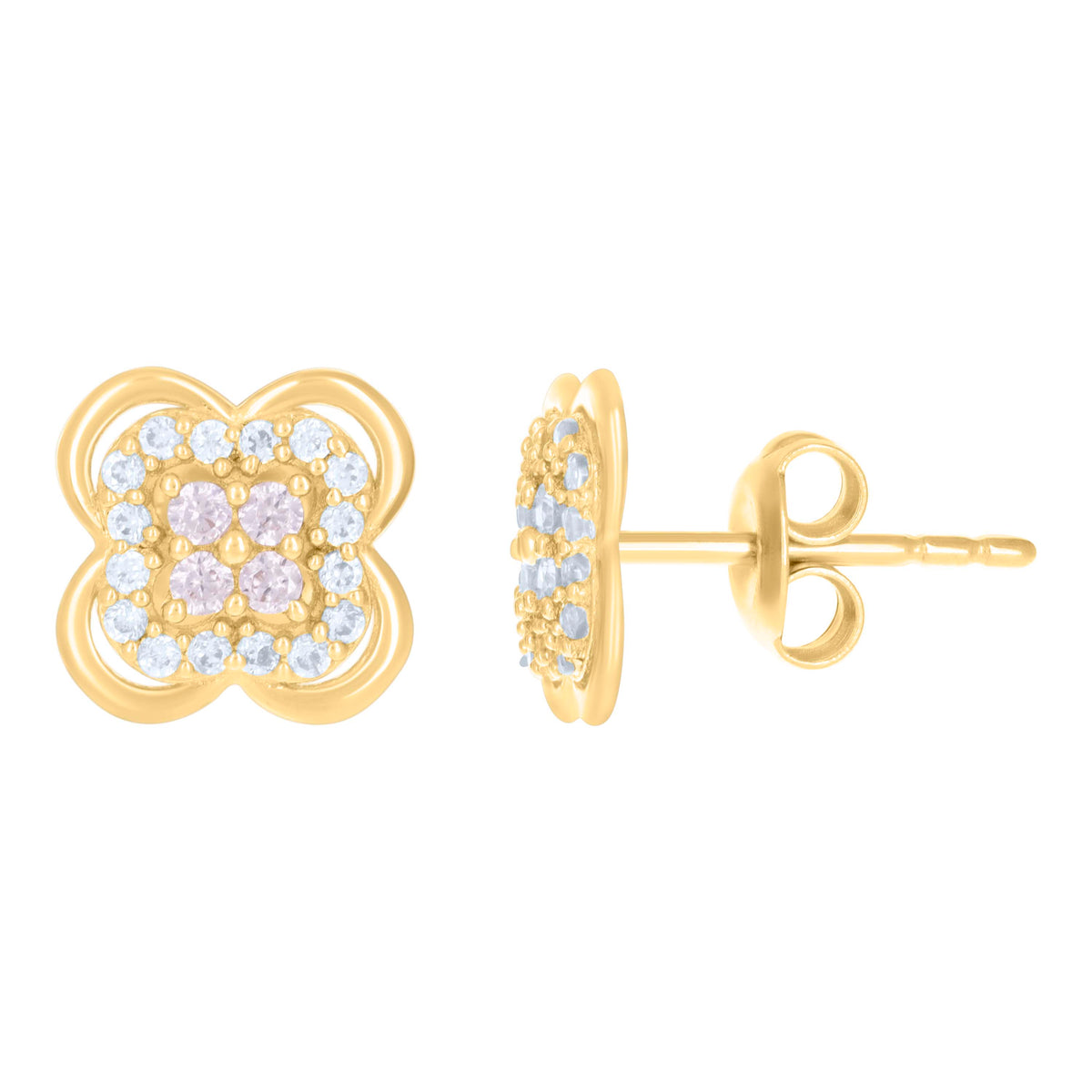 10K Yellow Gold Womens Cubic-Zirconia Fashion Stud Earrings