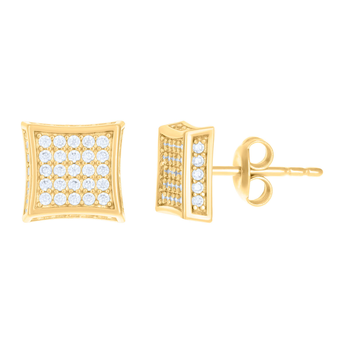 10K Yellow Gold Womens Cubic-Zirconia Square Fashion Stud Earrings