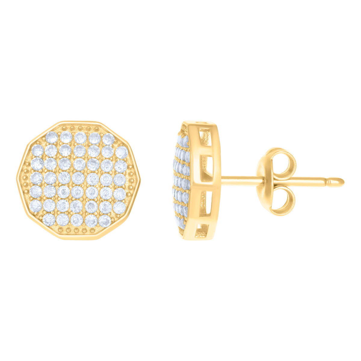 10K Yellow Gold Womens Cubic-Zirconia Octagon Fashion Stud Earrings