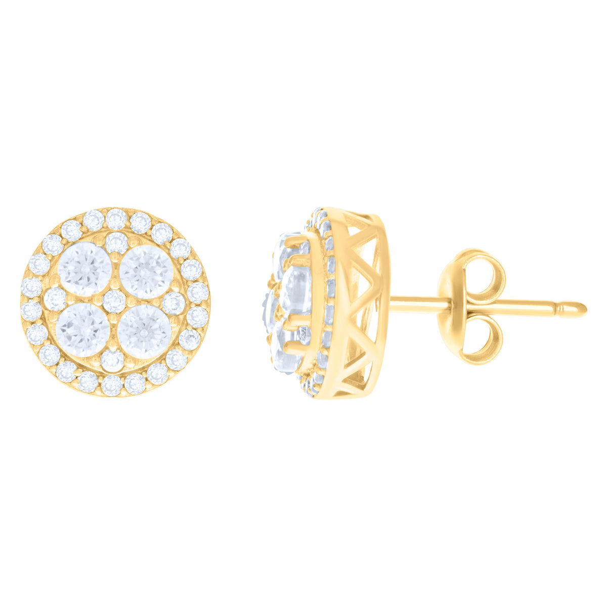 10K Yellow Gold Womens Cubic-Zirconia Fashion Stud Earrings
