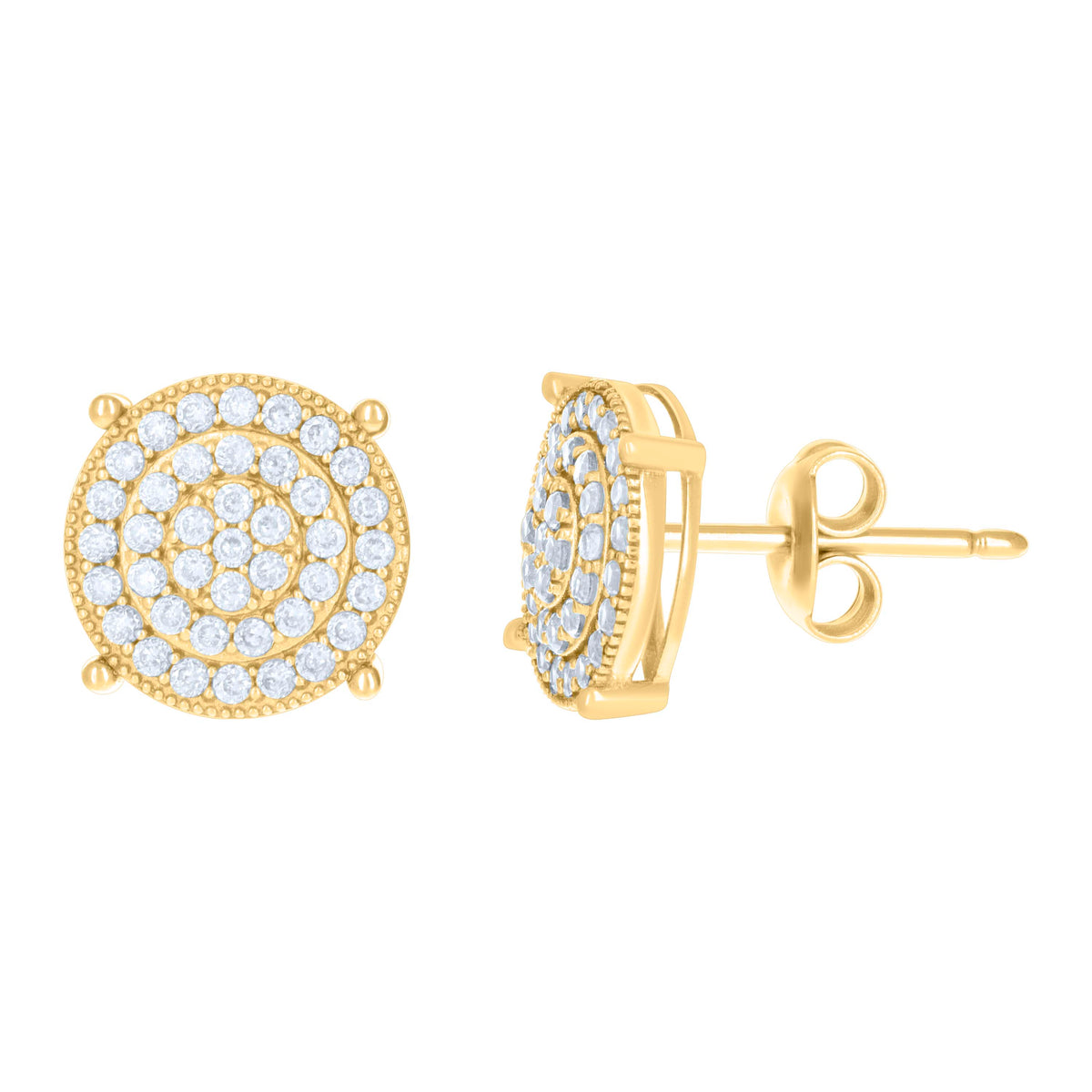 10K Yellow Gold Womens Cubic-Zirconia Fashion Stud Earrings