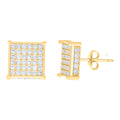 10K Yellow Gold Womens Cubic-Zirconia Square Fashion Stud Earrings