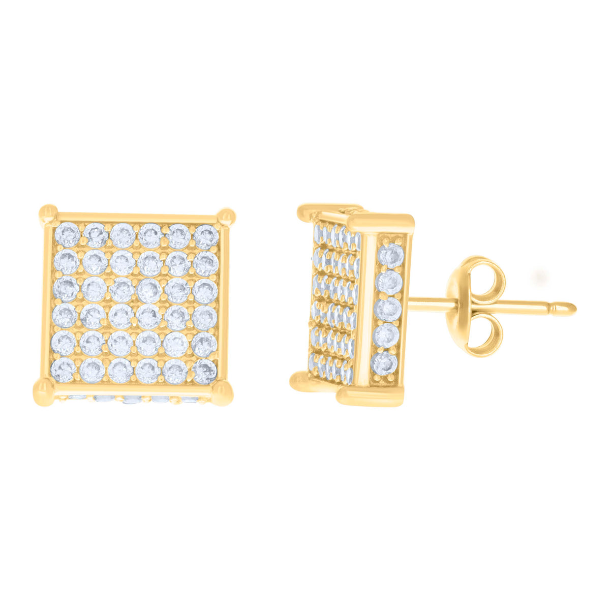 10K Yellow Gold Womens Cubic-Zirconia Square Fashion Stud Earrings