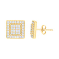 10K Yellow Gold Womens Cubic-Zirconia Square Fashion Stud Earrings