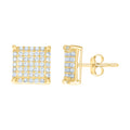 10K Yellow Gold Womens Cubic-Zirconia Square Stud Earrings