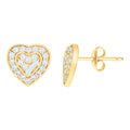 10K Yellow Gold Womens Cubic-Zirconia Heart Stud Earrings
