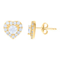 10K Yellow Gold Womens Cubic-Zirconia Heart Stud Earrings