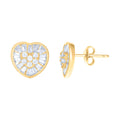 10K Yellow Gold Womens Baguette Round Cubic-Zirconia Heart Stud Earrings