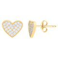 10K Yellow Gold Womens Cubic-Zirconia Heart Stud Earrings
