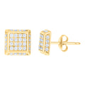 10K Yellow Gold Womens Cubic-Zirconia Square Fashion Stud Earrings