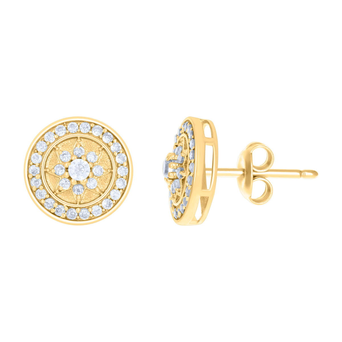 10K Yellow Gold Womens Cubic-Zirconia Fashion Stud Earrings