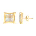 10K Yellow Gold Womens Cubic-Zirconia Square Fashion Stud Earrings