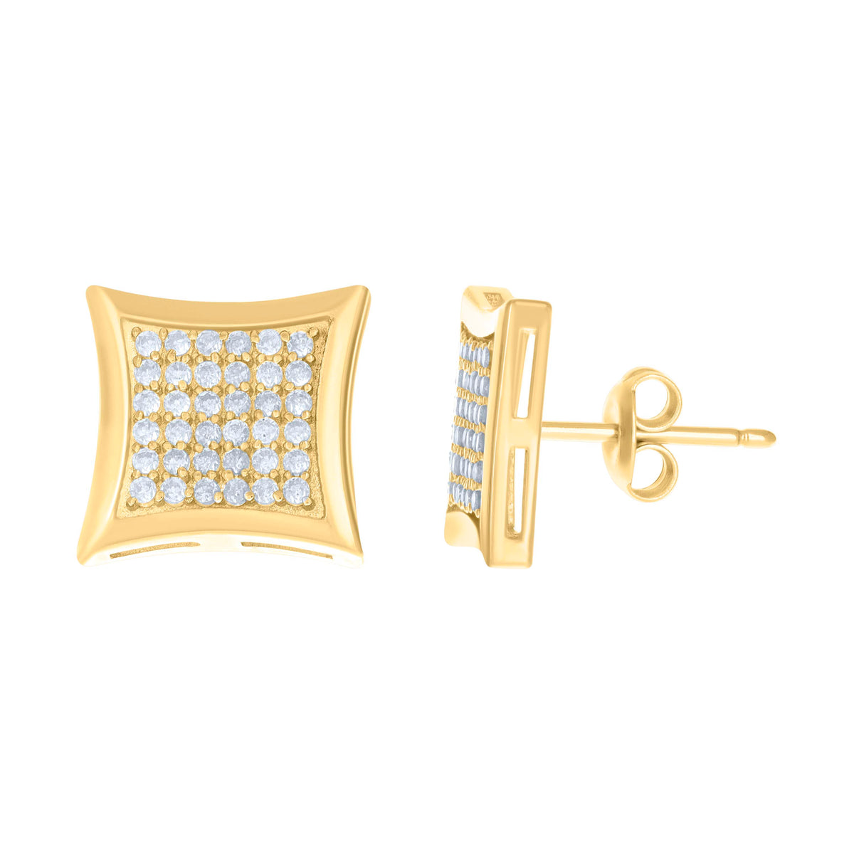 10K Yellow Gold Womens Cubic-Zirconia Square Fashion Stud Earrings