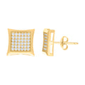 10K Yellow Gold Womens Cubic-Zirconia Square Fashion Stud Earrings