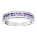 925 Sterling Silver Womens Purple White Cubic-Zirconia Fashion Ring Size 10