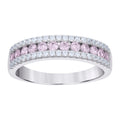925 Sterling Silver Womens Pink White Cubic-Zirconia Fashion Ring Size 7