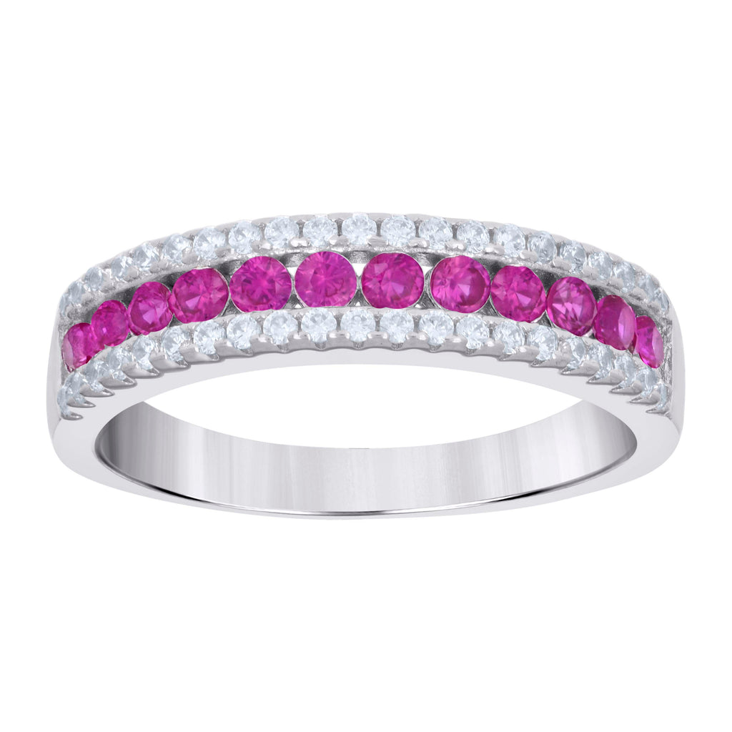 925 Sterling Silver Womens Red White Cubic-Zirconia Fashion Ring Size 8