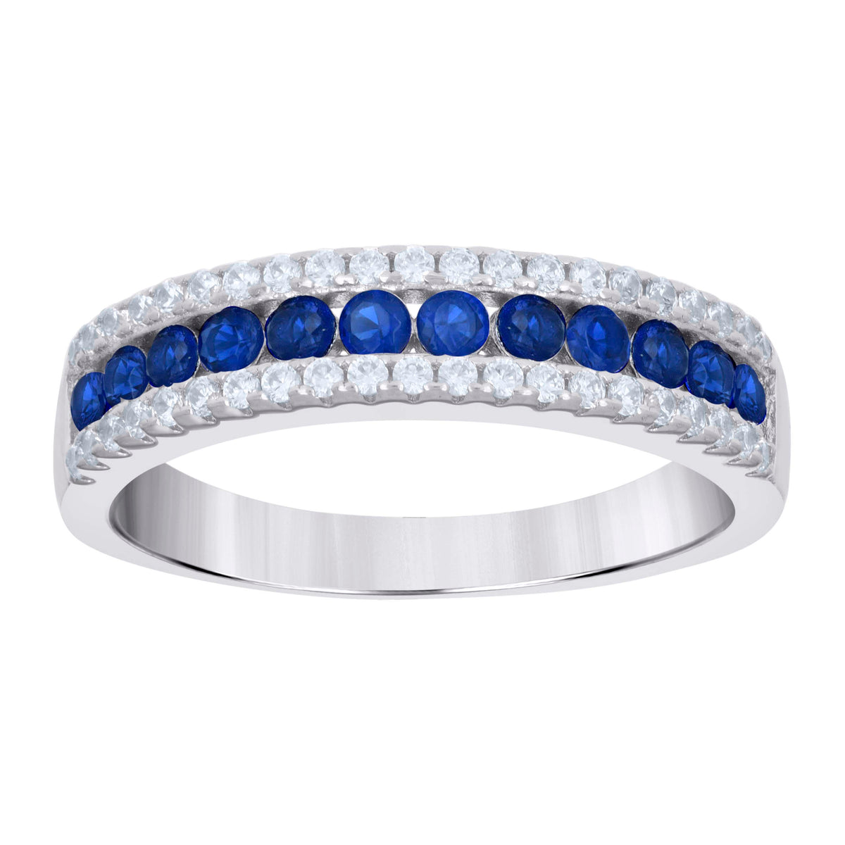 925 Sterling Silver Womens Blue White Cubic-Zirconia Fashion Ring Size 8
