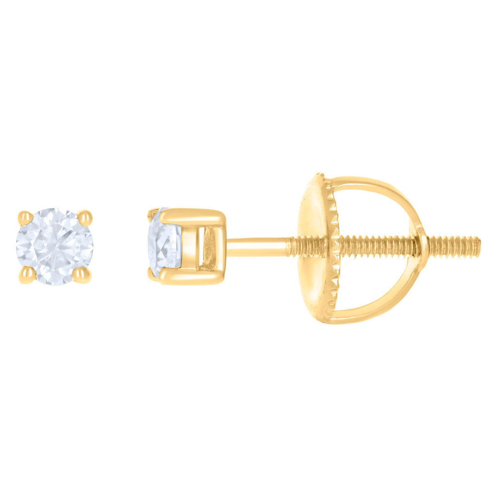 10K Yellow Gold Unisex Moissanite 0.20ct Solitaire Stud Earrings