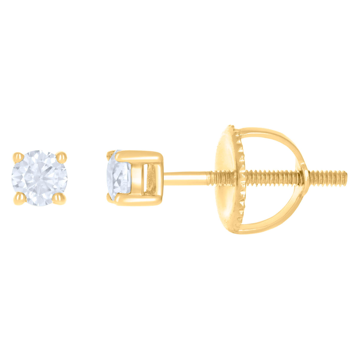 10K Yellow Gold Unisex Moissanite 0.20ct Solitaire Stud Earrings