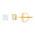 14K Yellow Gold 4mm Moissanite Screw Back Earrings