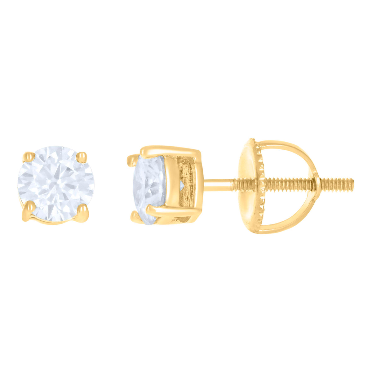 14K Yellow Gold 5mm Moissanite Screw Back Earrings