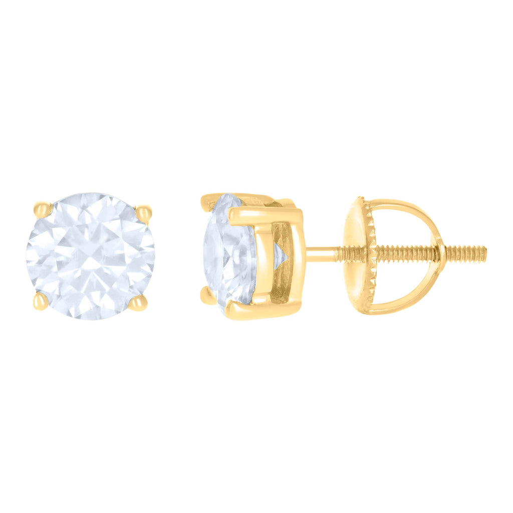14K Yellow Gold 6mm Moissanite Screw Back Earrings
