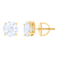 10K Yellow Gold Unisex Moissanite 2.40ct Solitaire Stud Earrings