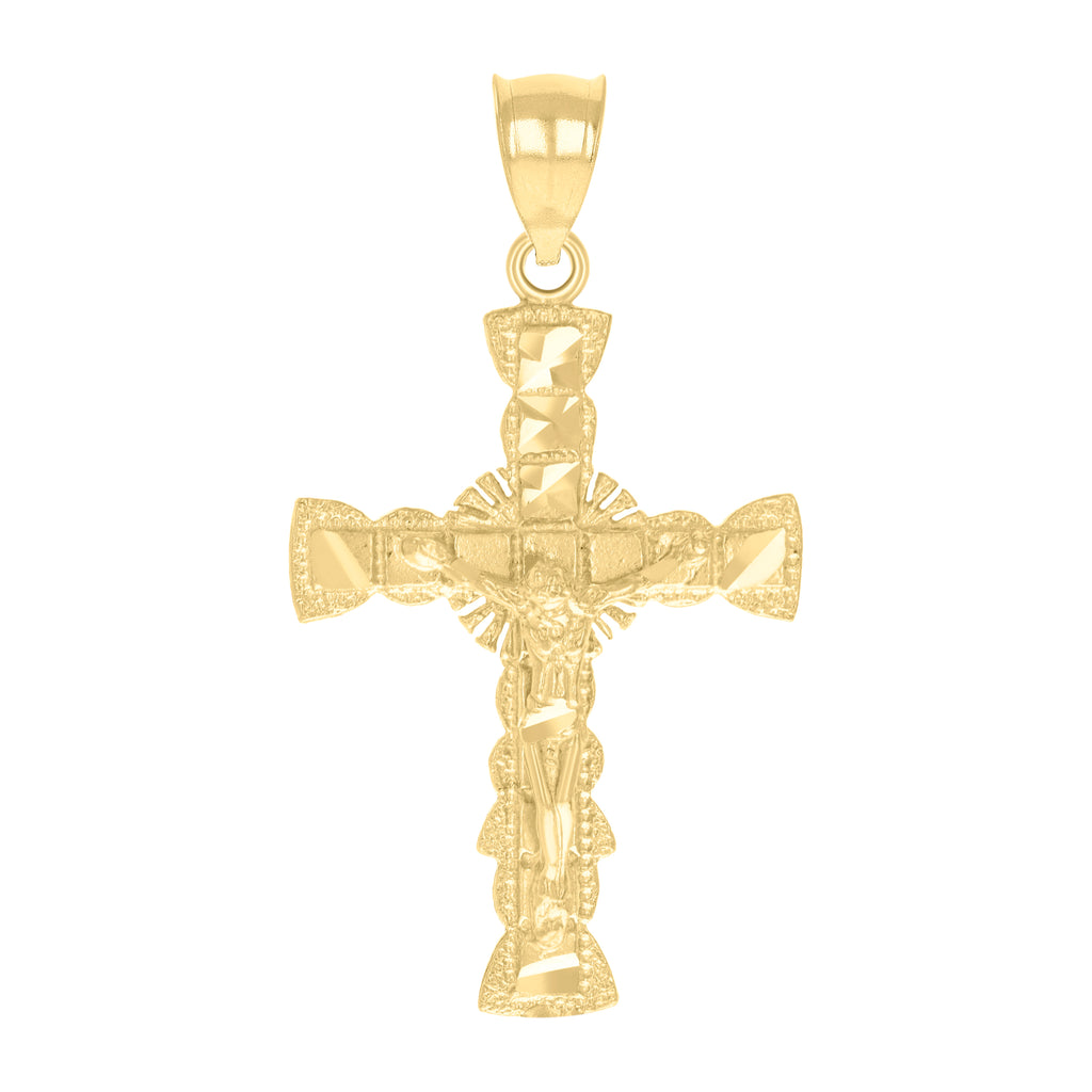 10K Yellow Gold Womens Crucifix Cross Religious Charm Pendant