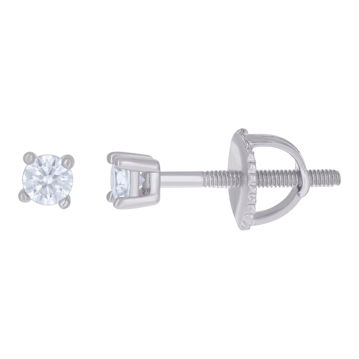 14K White Gold 3mm Moissanite Screw Back Earrings