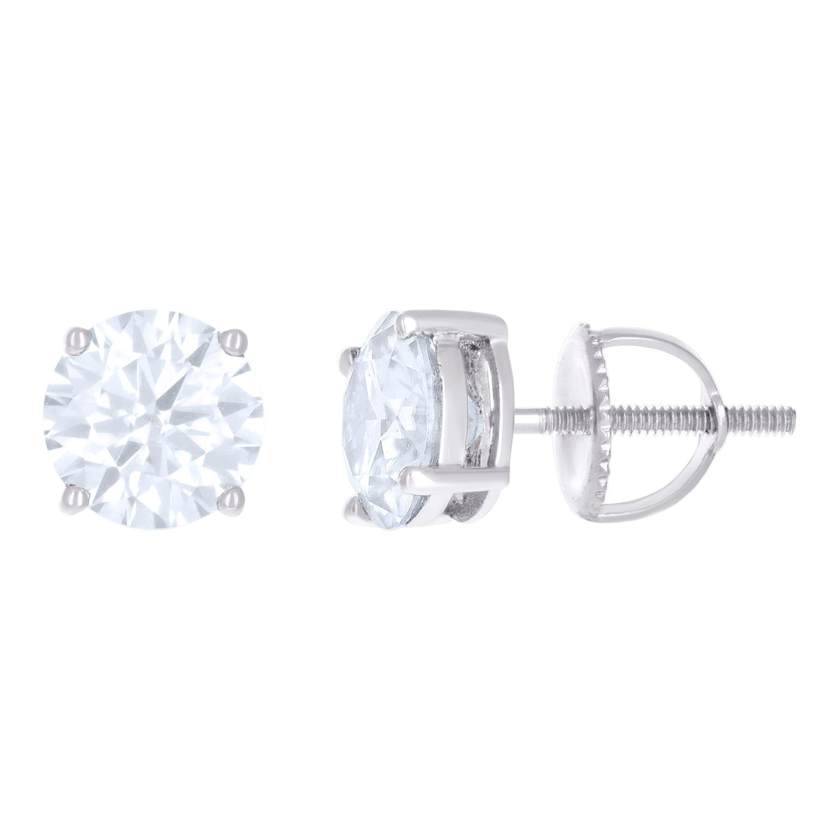 14K White Gold 7mm Moissanite Screw Back Earrings