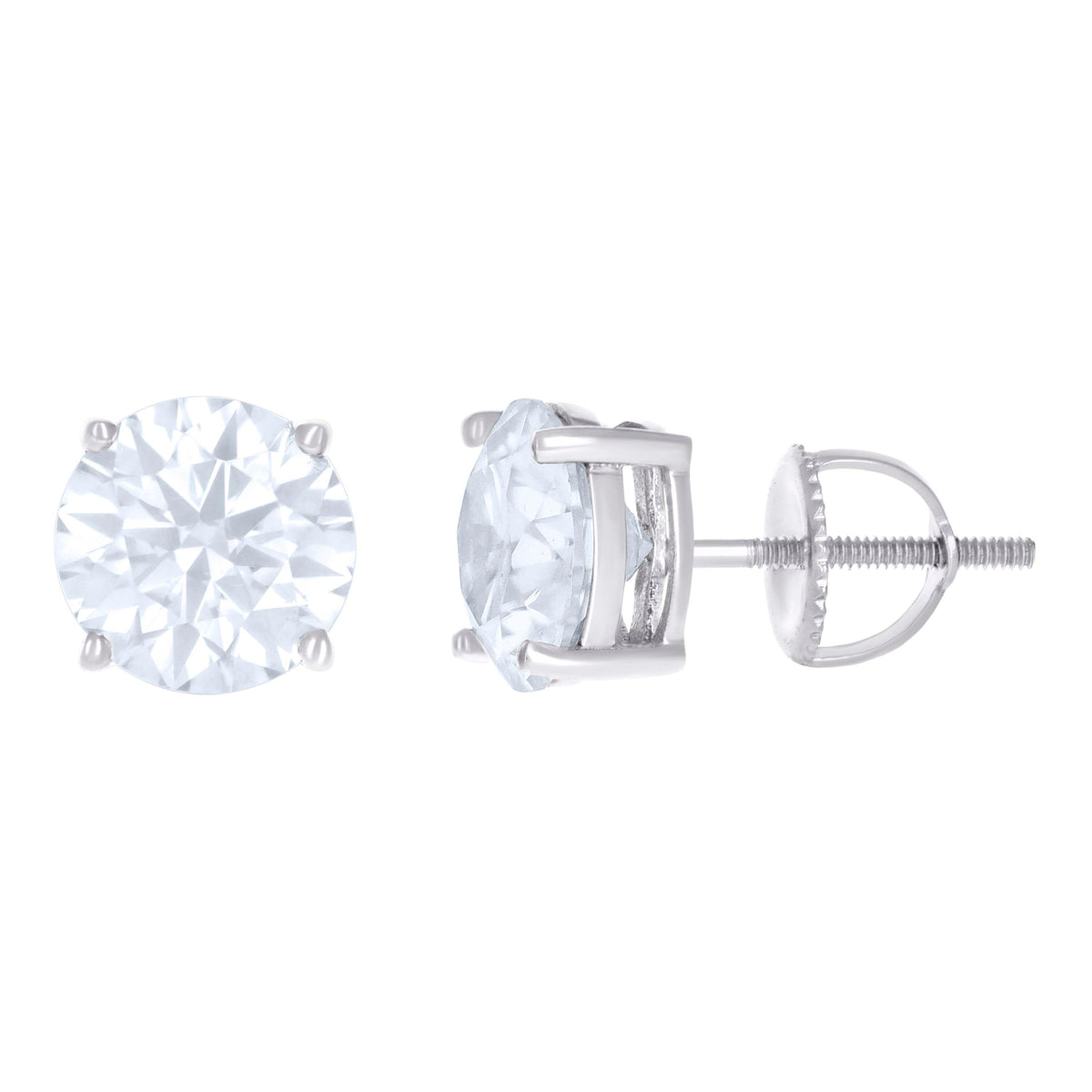 14K White Gold 8mm Moissanite Screw Back Earrings