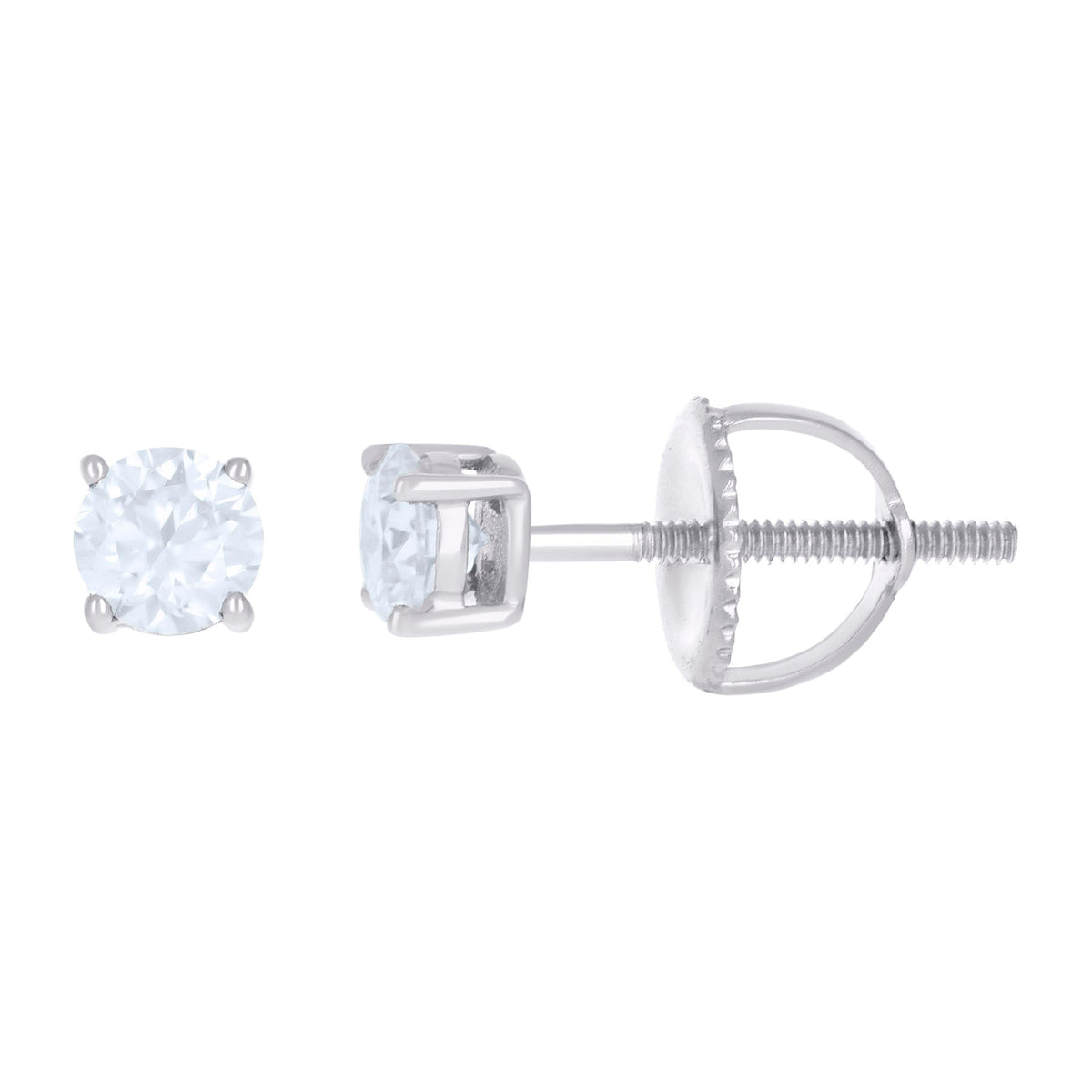 10K White Gold Unisex Moissanite 0.60ct Solitaire Stud Earrings