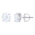 10K White Gold Unisex Moissanite 2.40ct Solitaire Stud Earrings