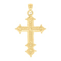 10K Yellow Gold Mens Women Textured Cross Religious Charm Pendant