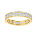 925 Sterling Silver Yellow-tone Womens Princess-Cut Round Cubic-Zirconia Eternity Ring Size 7
